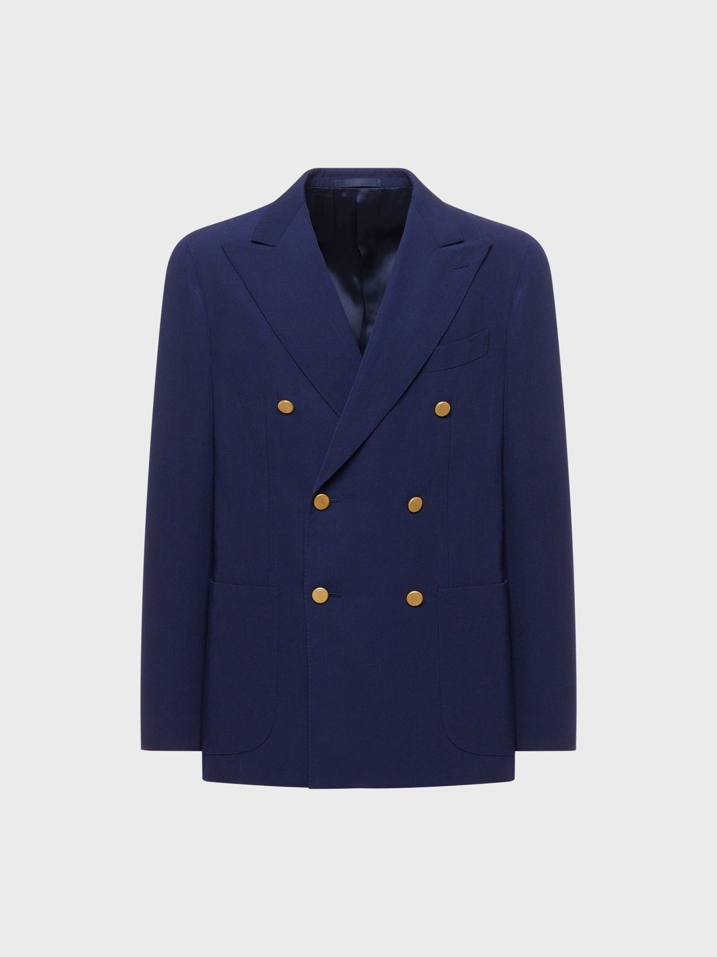 Caruso Menswear Abbigliamento Uomo Giacca Aida doppiopetto semisfoderata con rever a lancia in lana blu drop 8R still