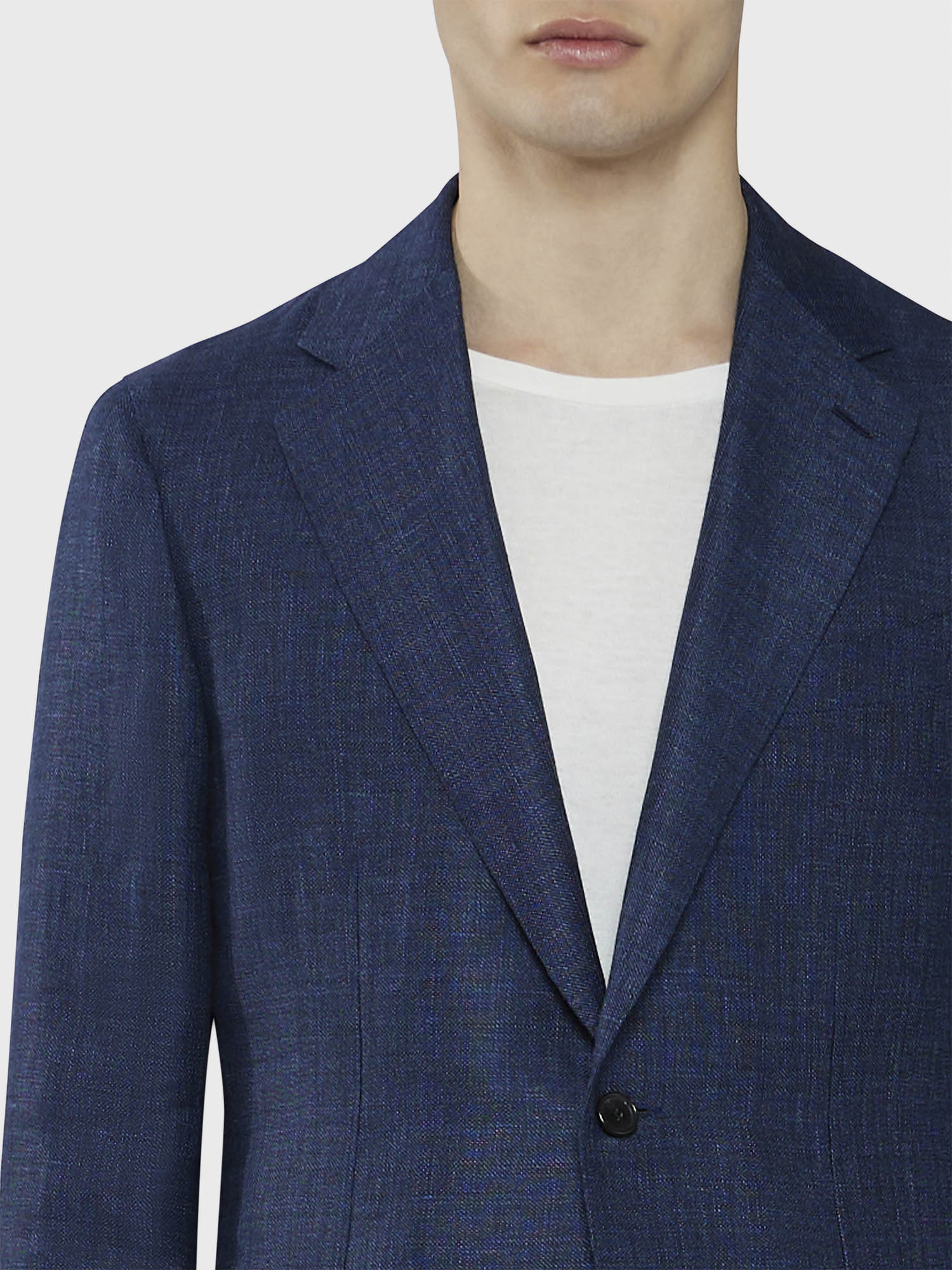 Caruso Menswear Abbigliamento Uomo Giacca Aida semisfoderata primaverile in lino lana bianco drop 8R dettaglio