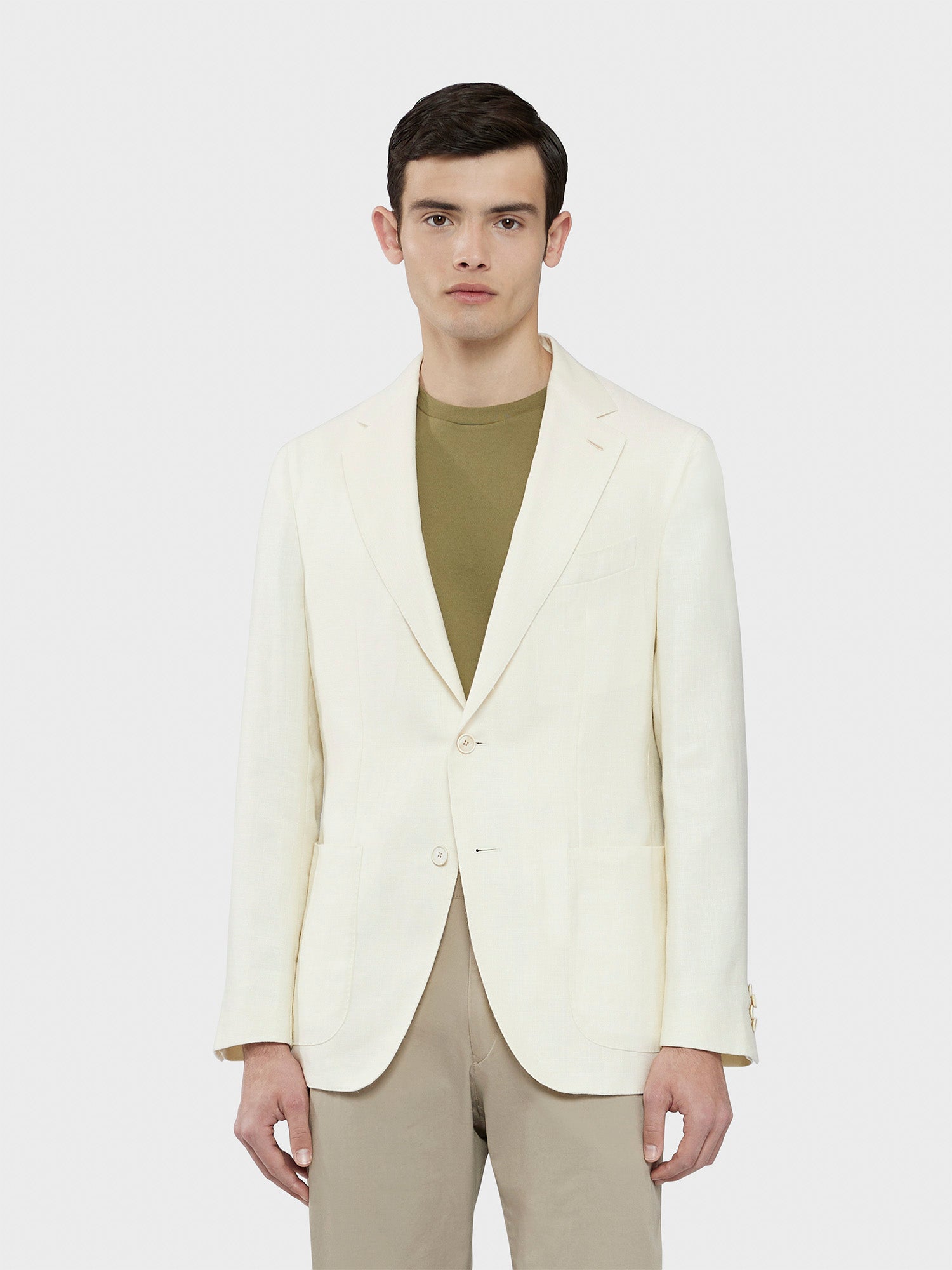 Caruso Menswear Abbigliamento Uomo Giacca Aida semisfoderata primaverile in lino lana bianco drop 8R indossato