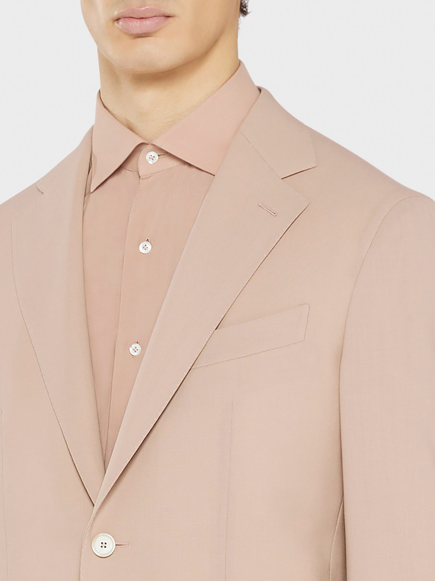 Caruso Menswear Abbigliamento Uomo Giacca Aida semisfoderata estiva in tropical di lana azzurro polvere Houdini drop 8R dettaglio