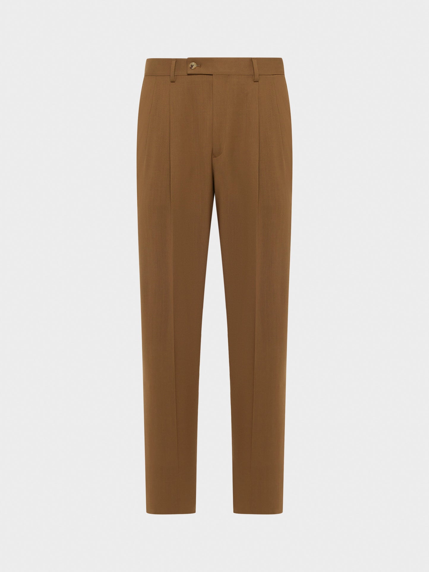 Caruso Menswear Abbigliamento Uomo Pantaloni Pantalone a vita alta in tropical di lana marrone houdini look 1