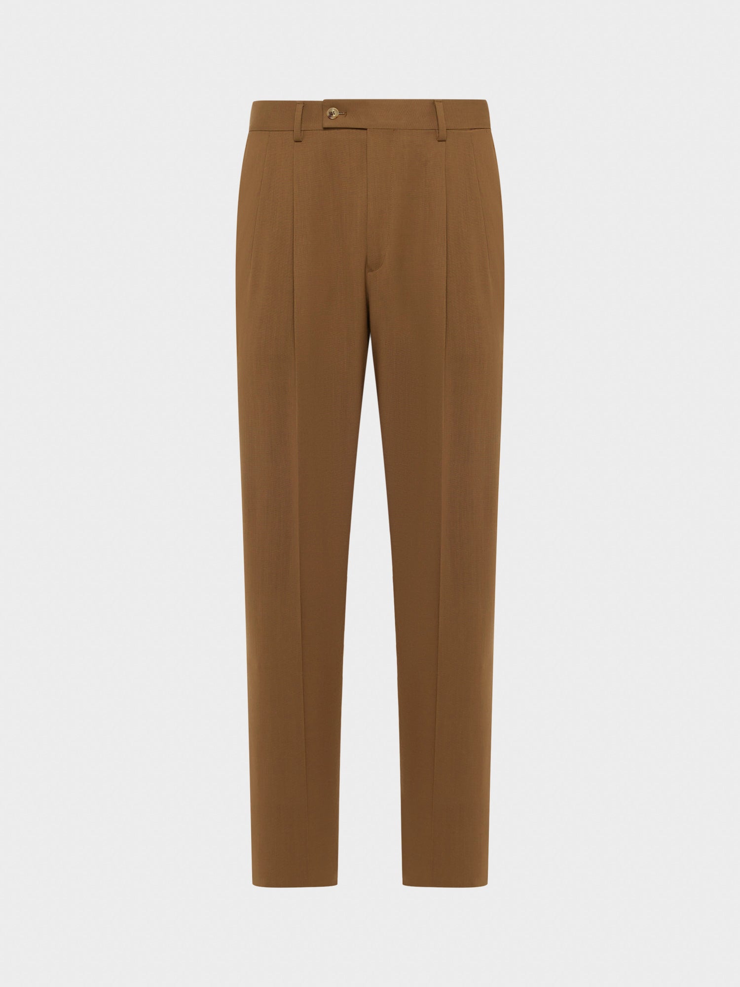 Caruso Menswear Abbigliamento Uomo Pantaloni Pantalone a vita alta in tropical di lana marrone houdini look 1