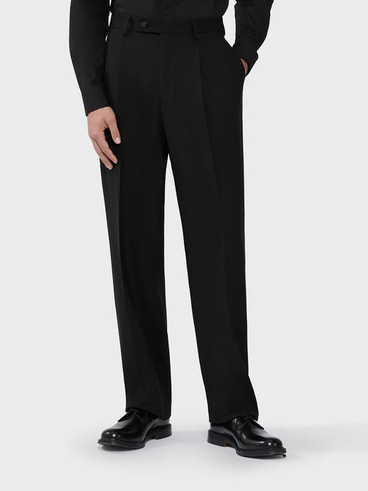 Caruso Menswear Abbigliamento Uomo Pantaloni Pantalone in tropical di lana nero houdini look 3
