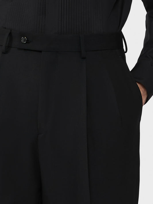 Caruso Menswear Abbigliamento Uomo Pantaloni Pantalone in tropical di lana nero houdini look 5
