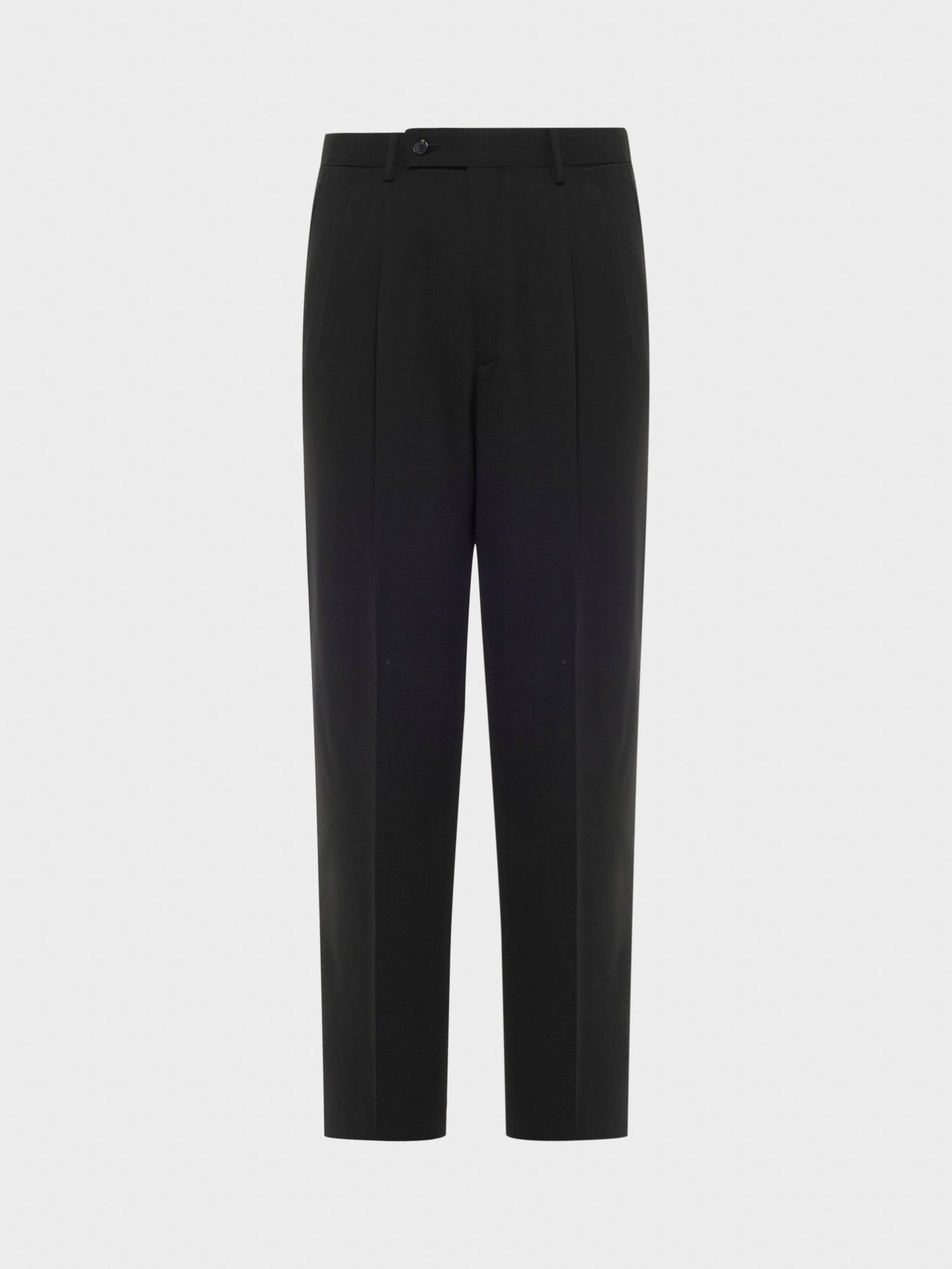 Caruso Menswear Abbigliamento Uomo Pantaloni Pantalone in tropical di lana nero houdini look 1