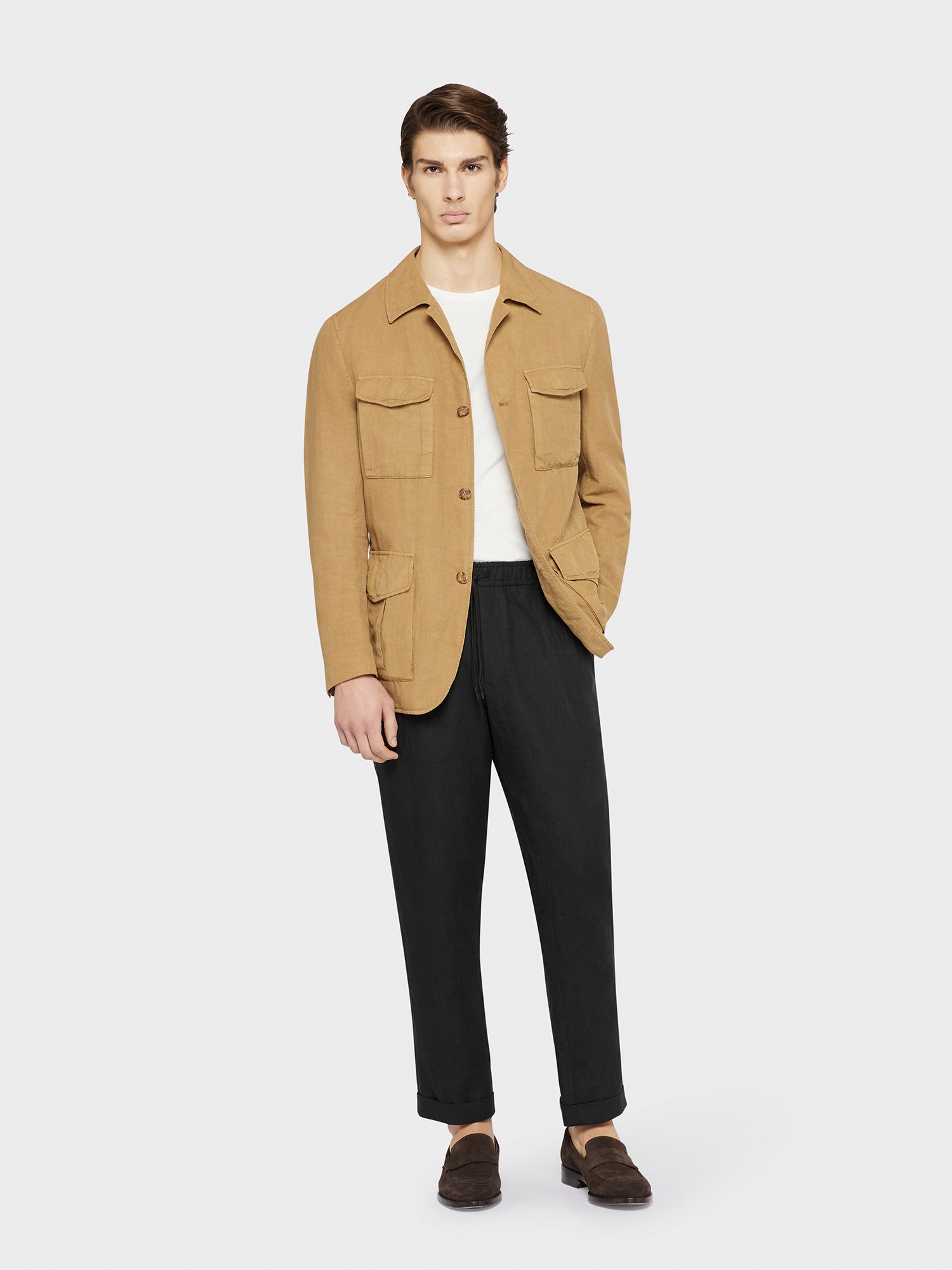 Caruso Menswear Abbigliamento Uomo Pantaloni estivi in lino nero total look