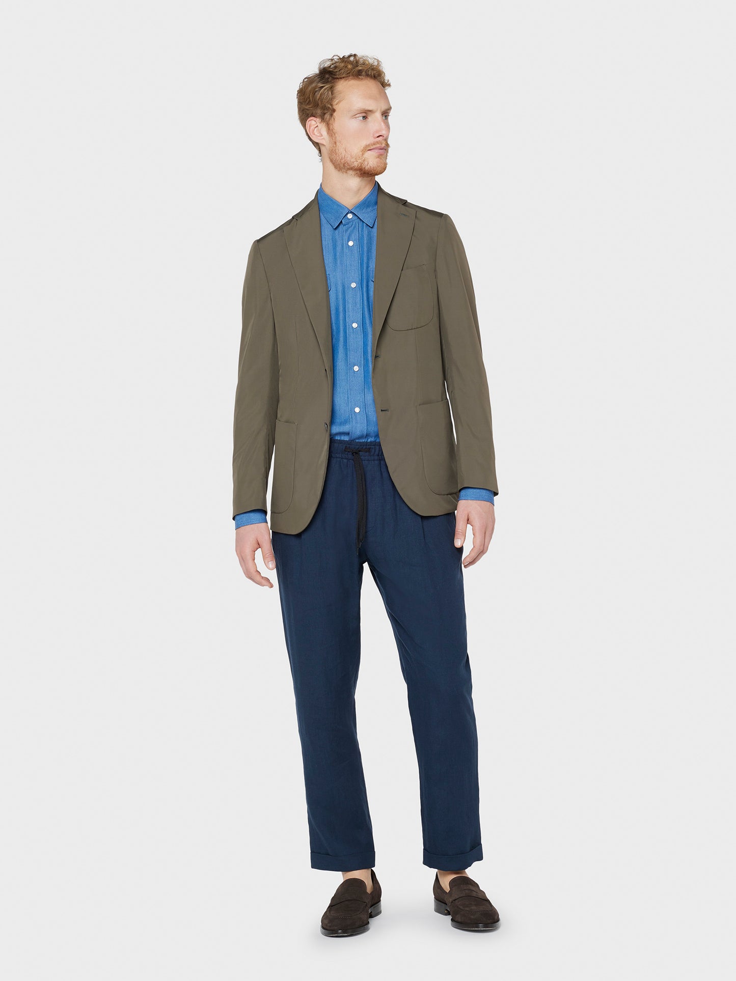 Caruso Menswear Abbigliamento Uomo Pantaloni estivi in lino blu total look