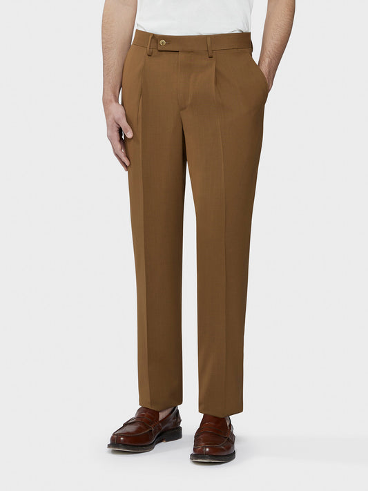 Caruso Menswear Abbigliamento Uomo Pantaloni Pantalone in tropical di lana marrone houdini look 3