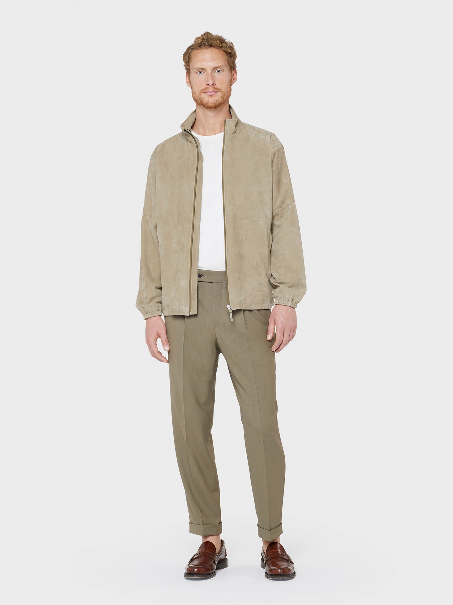 Caruso Menswear Abbigliamento Uomo Pantaloni eleganti in tropical di lana khaki Houdini total look