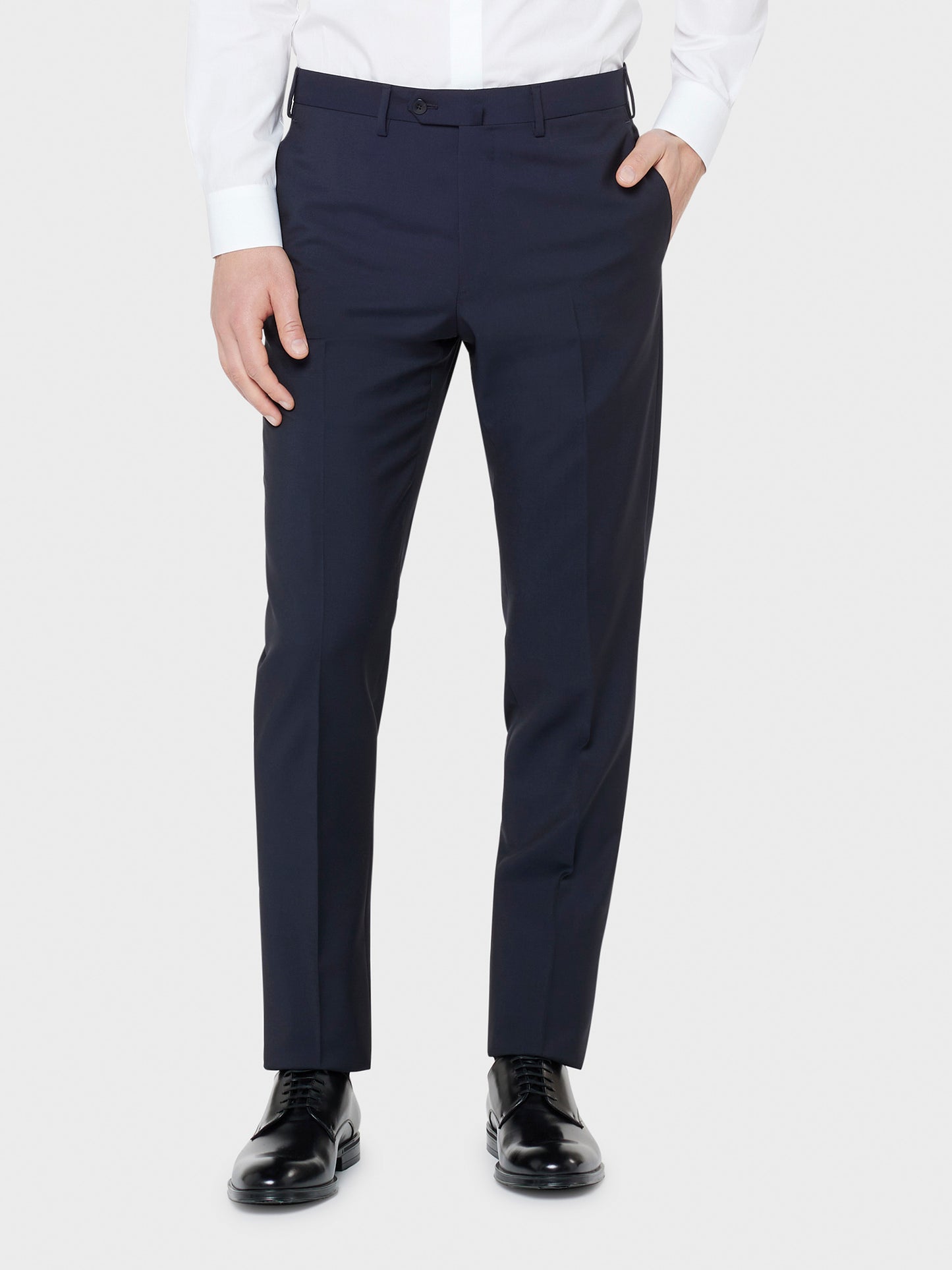 Caruso Menswear Abbigliamento Uomo Abito Norma in lana-mohair blu notte drop 7R dettaglio pantaloni