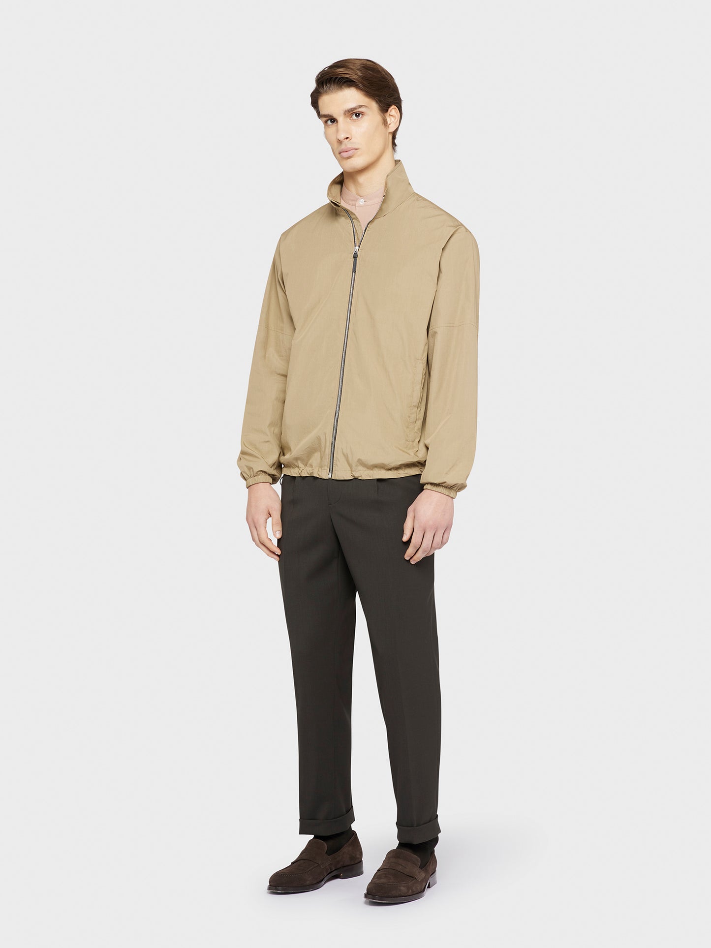 Caruso Menswear Abbigliamento Outerwear Uomo Giubbino primaverile da skater in cotone sabbia total look