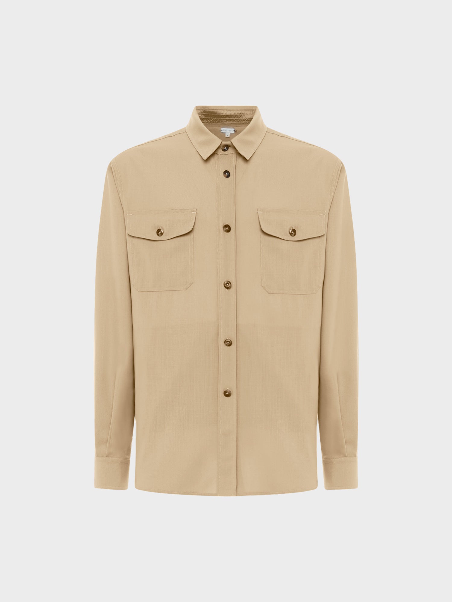 Caruso menswear Abbigliamento Uomo Overshirt estiva in tropical di lana color sabbia Houdini still