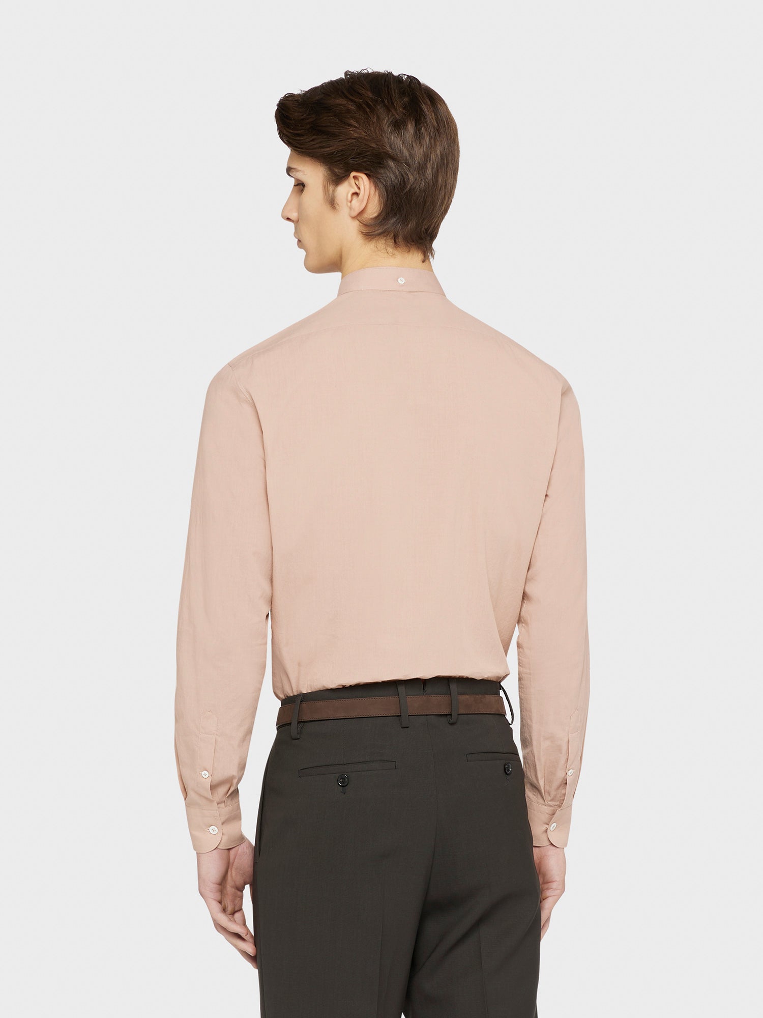 Caruso Menswear Abbigliamento Uomo Camicia Coreana in cotone rosa antico indossato back