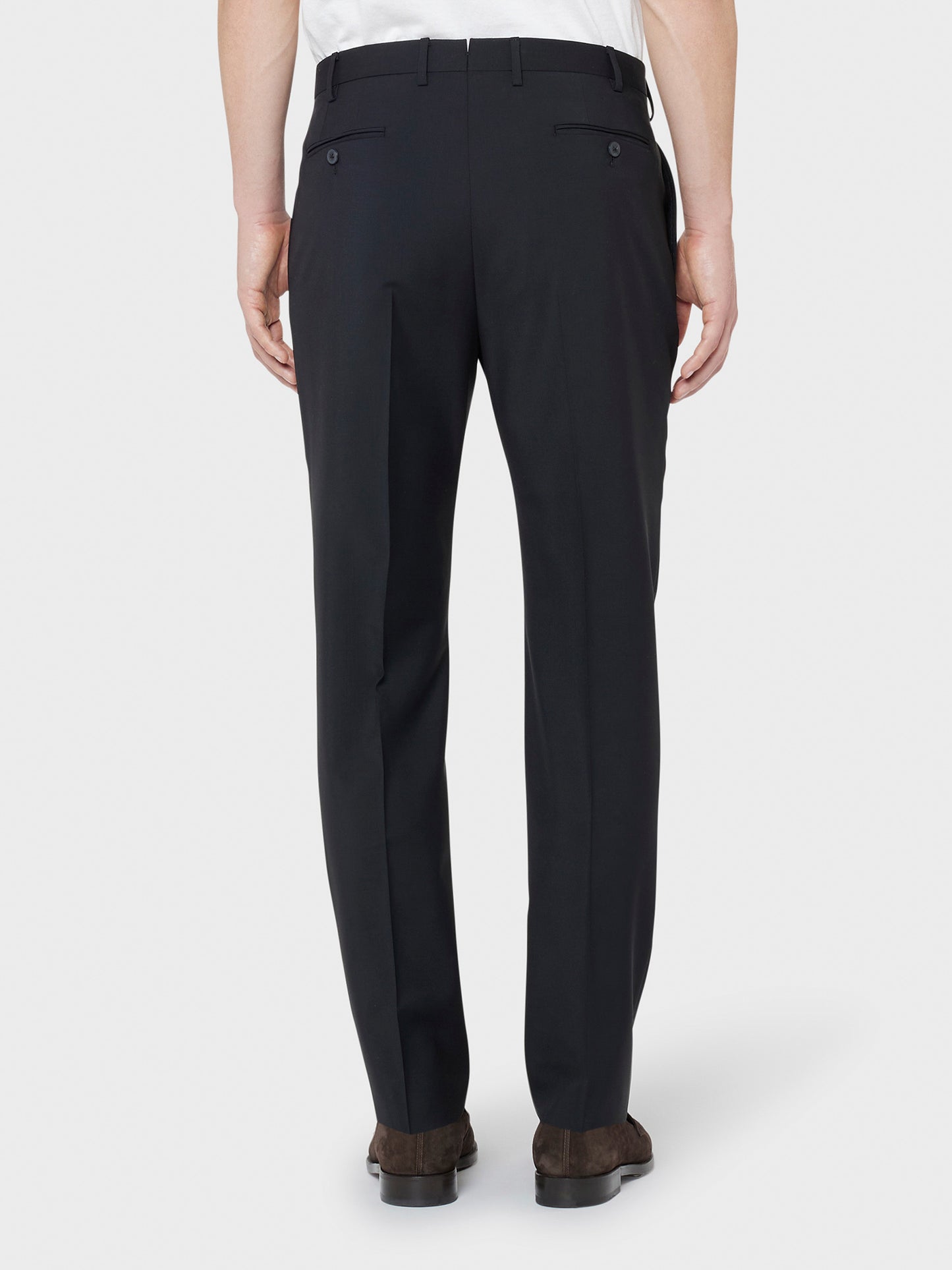 Caruso Menswear Abbigliamento Uomo Pantaloni slim fit in lana nero indossati back