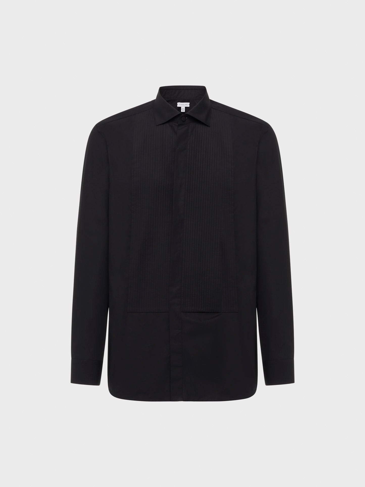 Caruso Menswear Abbigliamento Uomo Camicia slim fit in cotone nero con plastron still