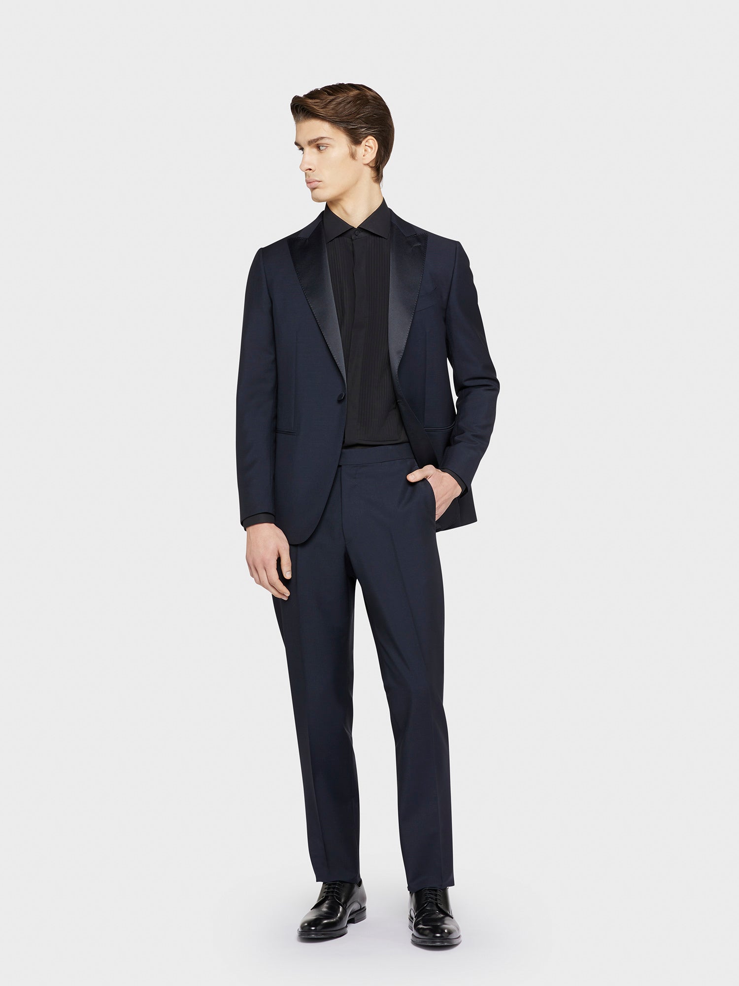 Caruso Menswear Abbigliamento Uomo Camicie Camicia slim in cotone nero da sera look 2