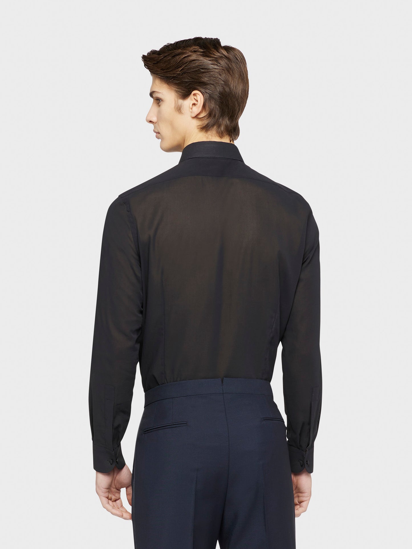 Caruso Menswear Abbigliamento Uomo Camicie Camicia slim in cotone nero da sera look 4