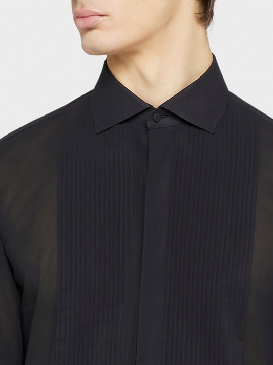 Caruso Menswear Abbigliamento Uomo Camicie Camicia slim in cotone nero da sera look 5